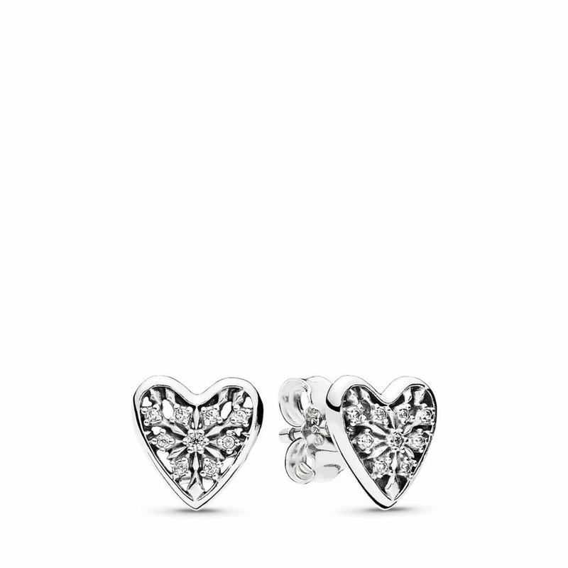 Pandora Australia Hearts of Winter Stud Earrings - Sterling Silver | DXZFTJ045